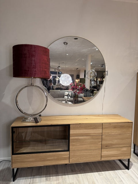 Sideboard Eiche massiv, Anrichte mit Glastür Eiche, Breite 180 cm