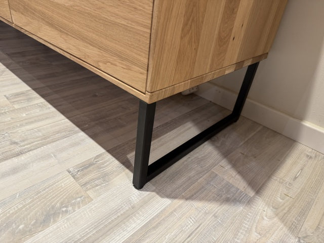 Sideboard Eiche massiv, Anrichte mit Glastür Eiche, Breite 180 cm