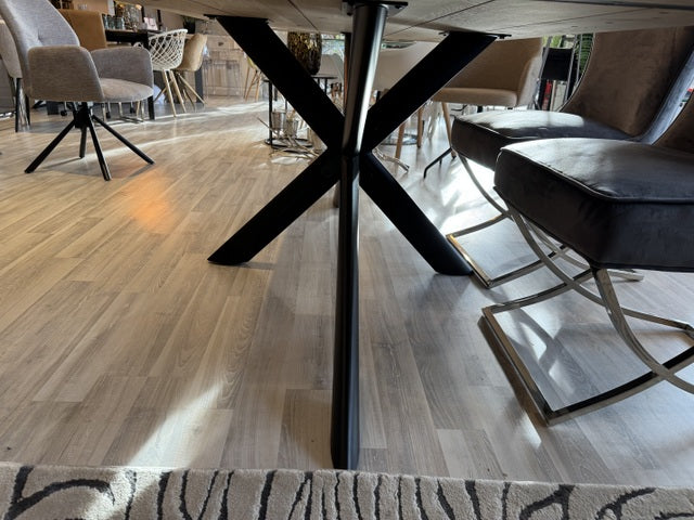 Esstisch Eiche massiv, Tisch Eiche Metall Tischgestell, Länge 200 cm