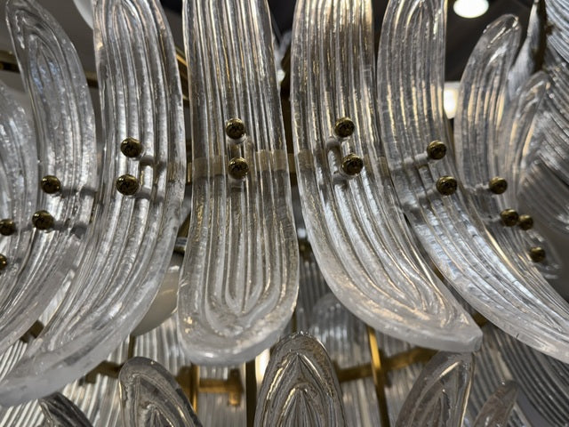 Kronleuchter weiß-Gold, Hängeleuchte Gold, Durchmesser 70 cm