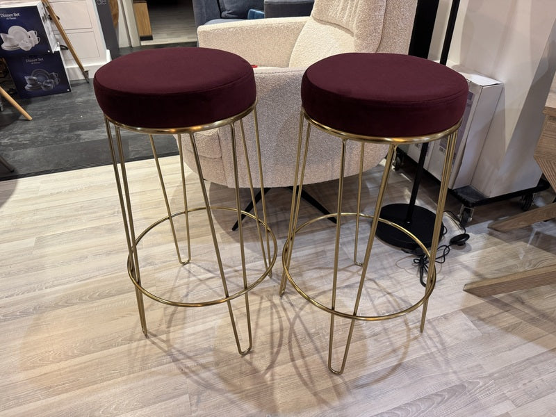 Barhocker Gold-Bordeaux, Barhocker 2 Stück, Sitzhöhe 70 cm