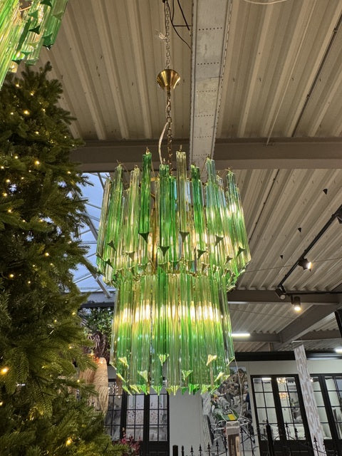 Kronleuchter grün, Kronleuchter Glas 6 Flammig, Durchmesser 50 cm