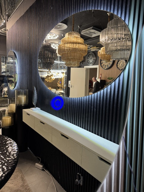 Wandspiegel rund mit LED Hintergrundbeleuchtung, Spiegel rund LED Beleuchtung, Durchmesser 120 cm