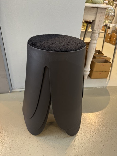 Hocker hellgrau Kunststoff, stapelbarer Hocker gepolstert hellgrau