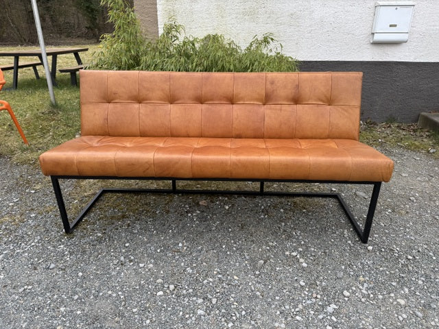 Lederbank cognac, Sitzbank Leder, Bank Leder cognac, Breite 206 cm