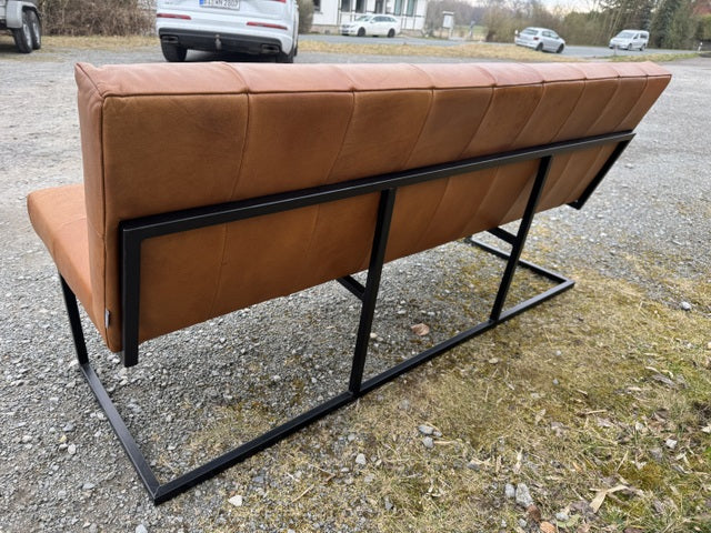 Lederbank cognac, Sitzbank Leder, Bank Leder cognac, Breite 206 cm