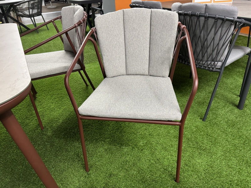 Sitzgruppe braun Esstisch-Sitzbank, 5er Set Gartentisch mit vier Gartenstühlen, Gartentisch braun-grau, Länge150 cm