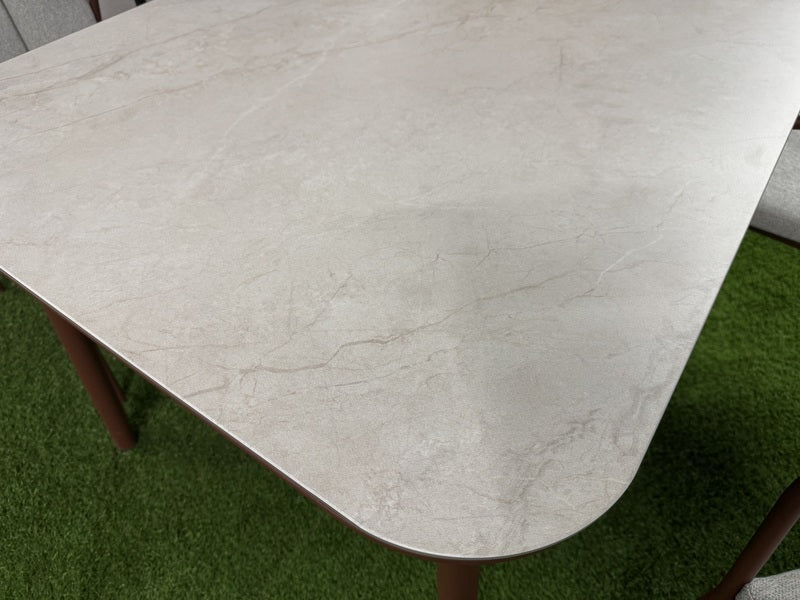Sitzgruppe braun Esstisch-Sitzbank, 5er Set Gartentisch mit vier Gartenstühlen, Gartentisch braun-grau, Länge150 cm