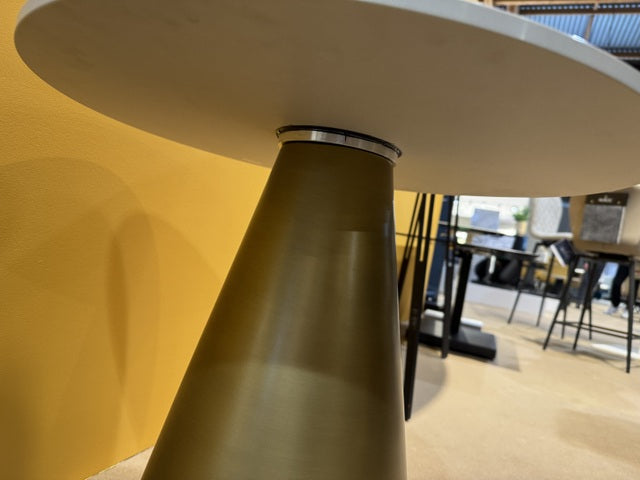 Beistelltisch rund Keramik Marmoroptik, Runder Couchtisch Gold Keramik, Durchmesser 55 cm