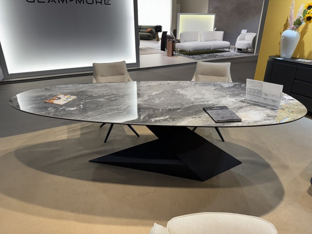 Esstisch Keramik oval Marmoroptik, Tisch Keramik oval, Esstisch Marmoroptik grau Keramik, Länge 270 cm