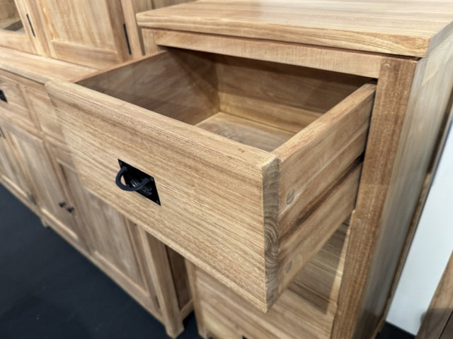 Kommode Holz Teak, Schrank mit Schubladen Massivholz Teak, Breite 90 cm