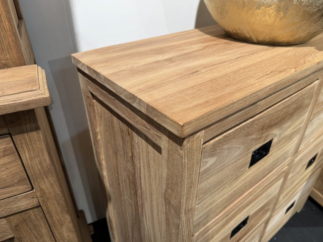 Kommode Holz Teak, Schrank mit Schubladen Massivholz Teak, Breite 90 cm