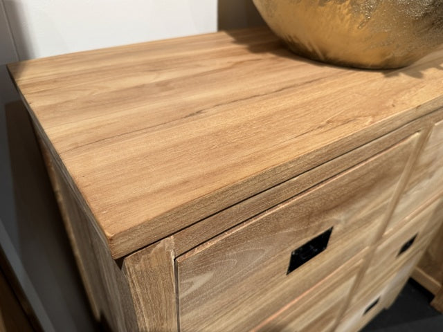 Kommode Holz Teak, Schrank mit Schubladen Massivholz Teak, Breite 90 cm