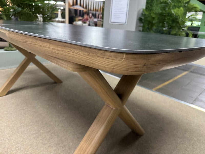 Gartentisch ausziehbar grau-Naturholz-Optik, ausziehbarer Gartentisch, Länge 200-260 cm
