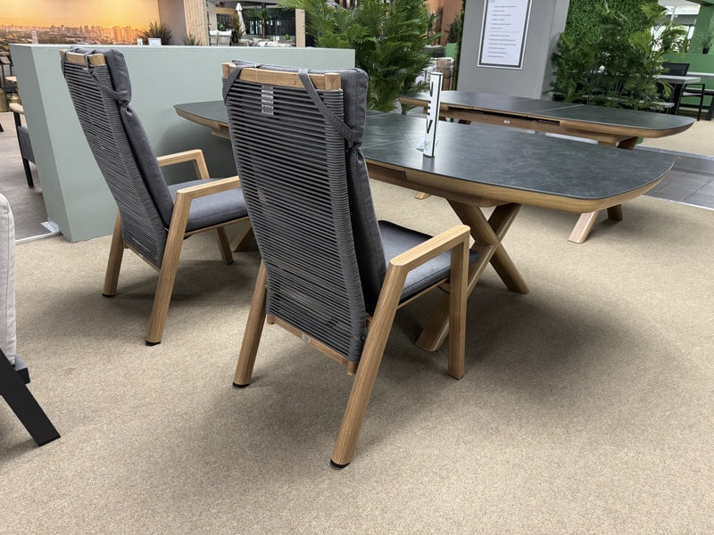 Gartentisch ausziehbar grau-Naturholz-Optik, ausziehbarer Gartentisch, Länge 160-200 cm