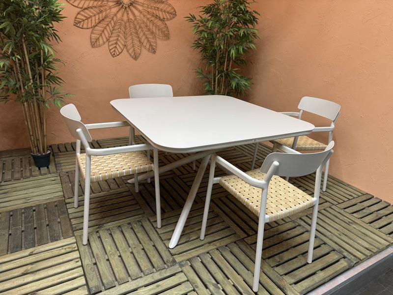 Gartenstuhl Aluminium, Metall-Gartenstuhl creme