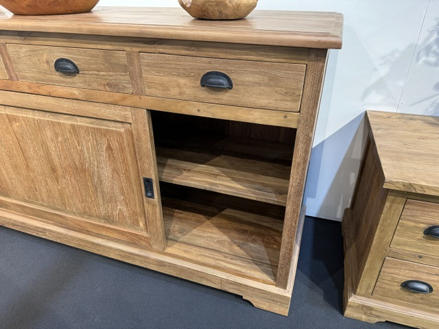 Sideboard Holz Teak, Anrichte mit Schubladen Massivholz Teak, Breite 200 cm