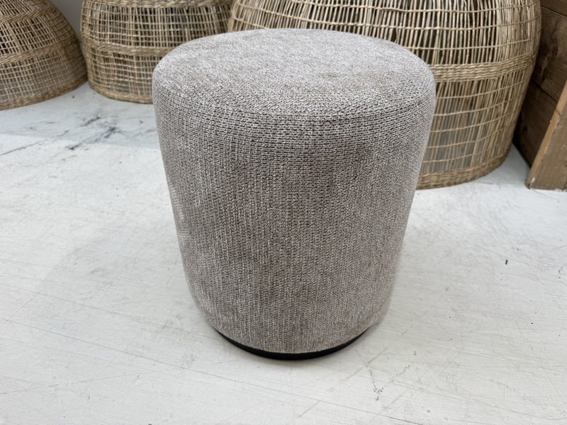 Hocker taupe rund, runder Hocker gepolstert. Durchmesser 38 cm