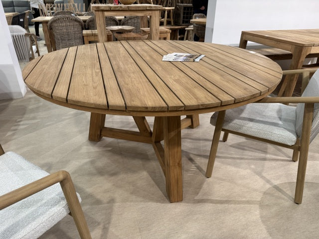 Gartentisch rund Teakholz, runder Gartentisch Holz, Durchmesser 160 cm