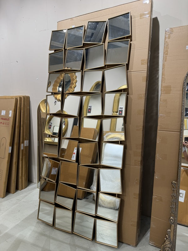 Wandspiegel Gold Metall-Rahmen, Spiegel Antikgold, Höhe 252 cm