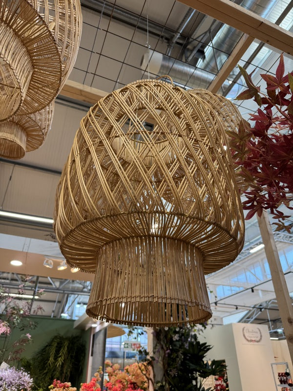 Rattan-Lampe rund, Pendelleuchte Rattan rund, Durchmesser 50 cm