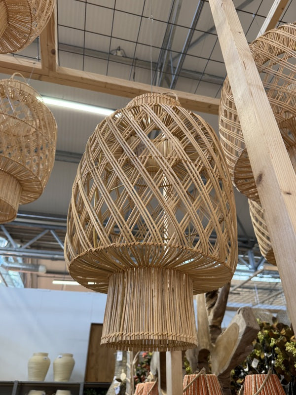Rattan-Lampe rund, Pendelleuchte Rattan rund, Durchmesser 45 cm