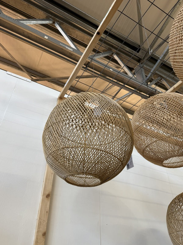 Rattan-Lampe rund, Pendelleuchte Rattan rund, Durchmesser 50 cm