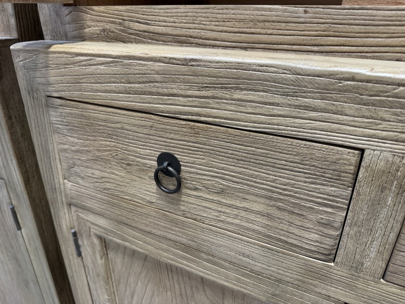 Vitrine Naturholz, Geschirrschrank Altholz, Vitrinenschrank Altholz, Breite 80 cm