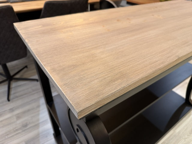 Konsole schwarz-Naturholz, klassischer Wandtisch schwarz , Konsole Landhaus schwarz, Breite 124 cm