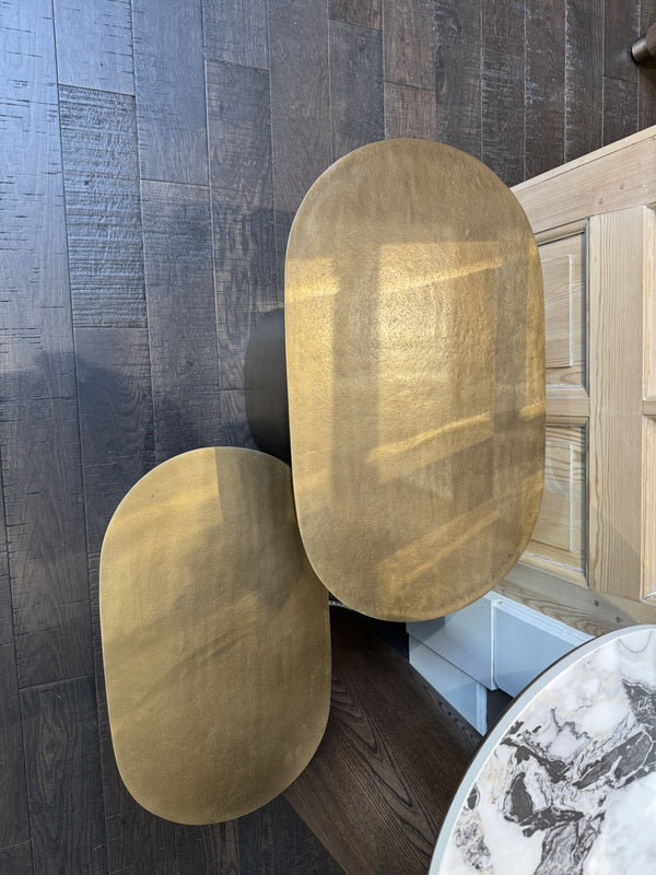 Beistelltisch Bronze-Gold, Beistelltisch Metall-Bronze, Beistelltisch oval Gold, Breite 50 cm