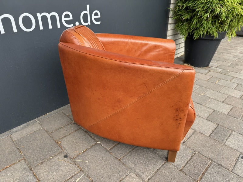 Sessel cognac Echtleder, Leder-Sessel Industriedesign cognac