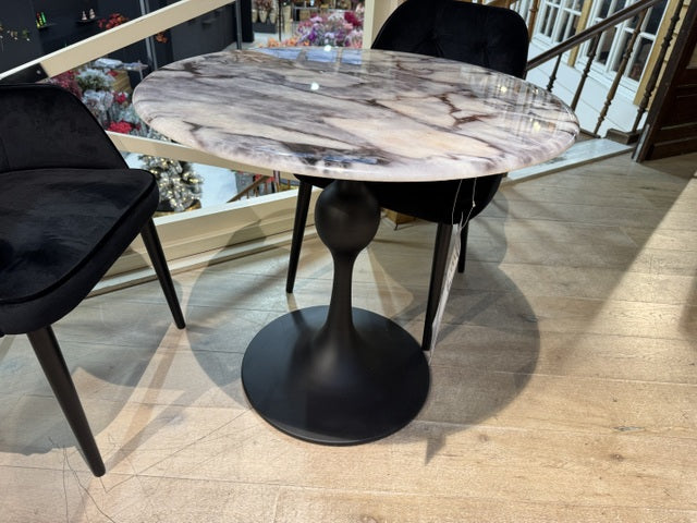 Bistrotisch weiß-schwarz, Bistrotisch rund Marmoroptik, Durchmesser 70 cm