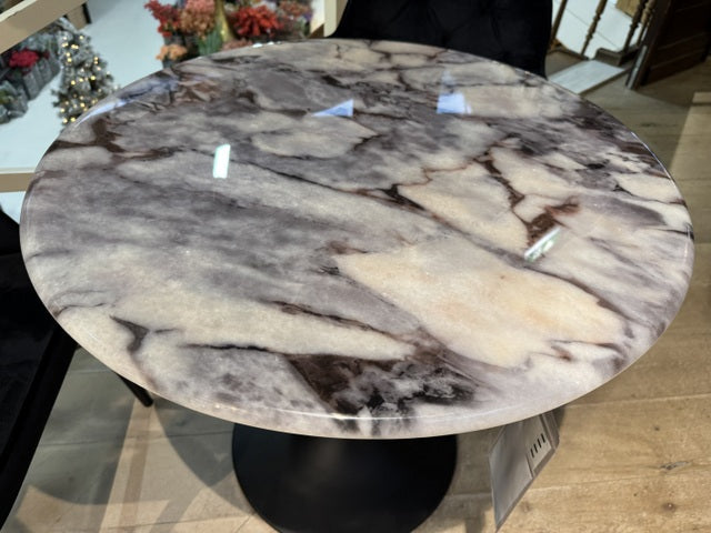 Bistrotisch weiß-schwarz, Bistrotisch rund Marmoroptik, Durchmesser 70 cm