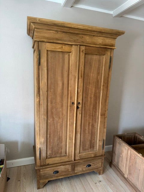 Kleiderschrank Teakholz, Schrank Teakholz Landhaus, Garderobenschrank Holz, Breite 120 cm