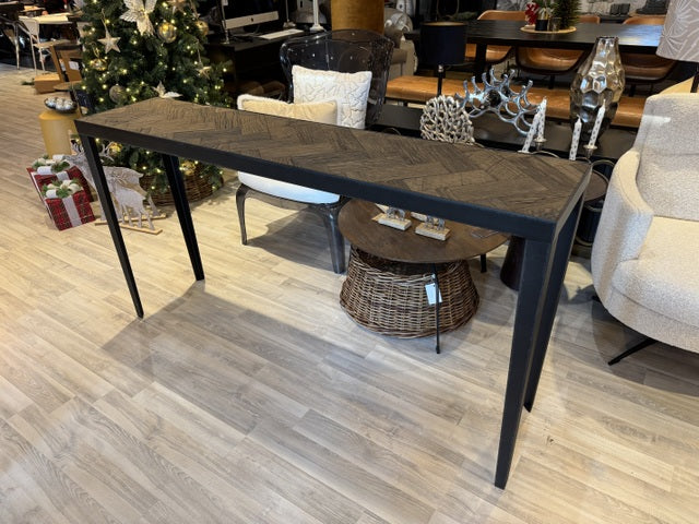 Konsole Fischgrätmuster, Konsole schwarz-braun-grau, Breite 160 cm