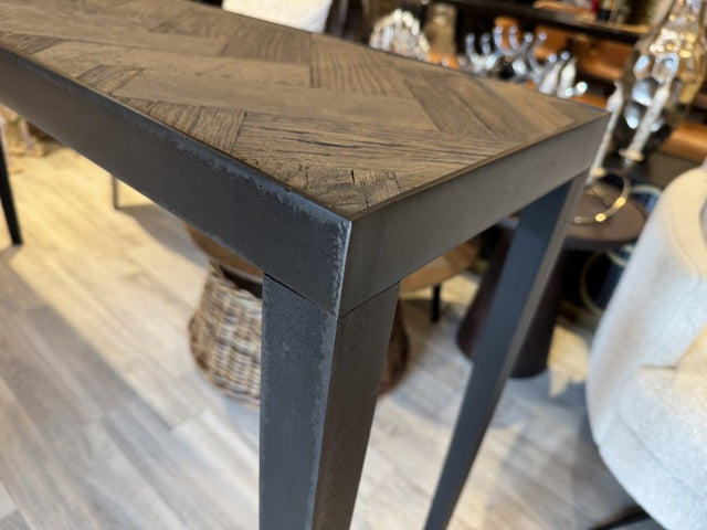 Konsole Fischgrätmuster, Konsole schwarz-braun-grau, Breite 160 cm