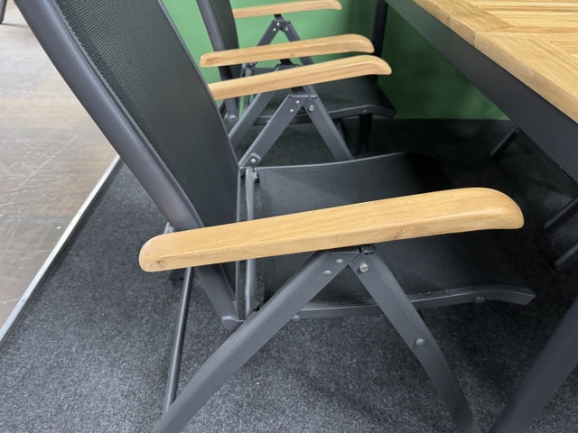 Hochlehner Holz-Armlehne grau-anthrazit, Gartenstuhl grau