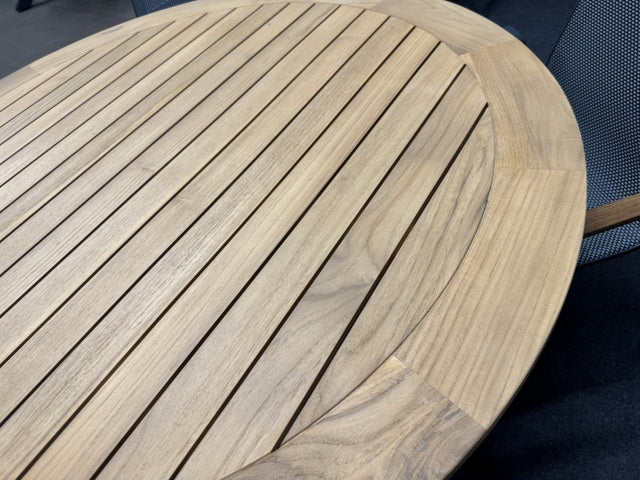 Gartentisch Teakholz rund anthrazit, runder Gartentisch Teakholz Tischplatte, Durchmesser 120 cm