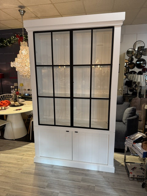 Vitrinen weiß Eiche, Geschirrschrank weiß Holz Eiche, Breite 125 cm