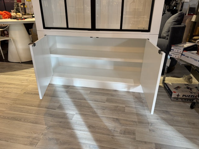 Vitrinen weiß Eiche, Geschirrschrank weiß Holz Eiche, Breite 125 cm