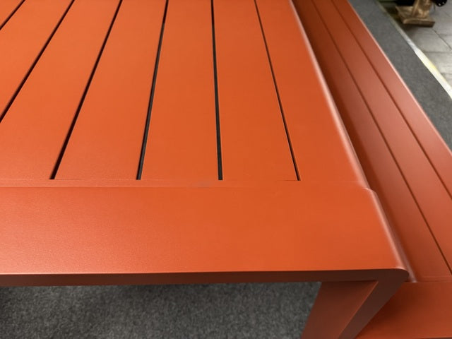 Picknick-Sitzgruppe rot, Picknicktisch mit Sitzbank Metall