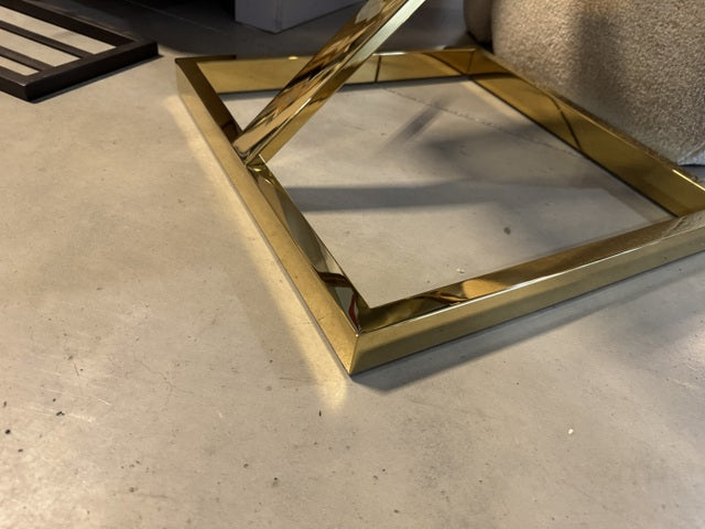 Beistelltisch Gold Glas-Metall, Beistelltisch Glas Gold, Maße: 45x45 cm