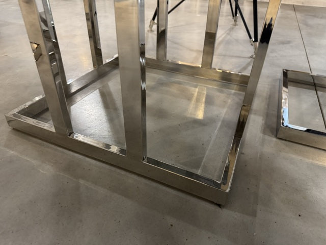 Beistelltisch Silber Glas-Metall, Beistelltisch Glas Silber, Maße: 60x60 cm