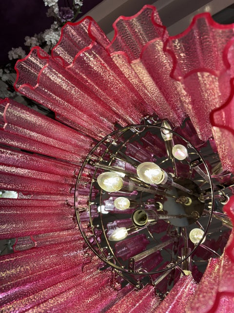 Kronleuchter lila, Kronleuchter pink Glas 18 Flammig, Durchmesser 80 cm