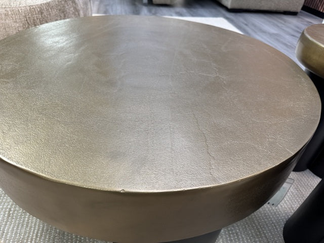 Couchtisch Bronze-schwarz, Couchtisch rund Metall Gold, Durchmesser 88 cm