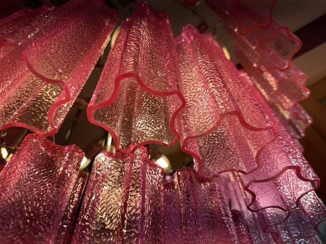 Kronleuchter lila, Kronleuchter pink Glas 9 Flammig, Durchmesser 80 cm