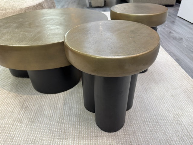 Beistelltisch Bronze-schwarz, Beistelltisch rund Metall Gold, Durchmesser 37 cm