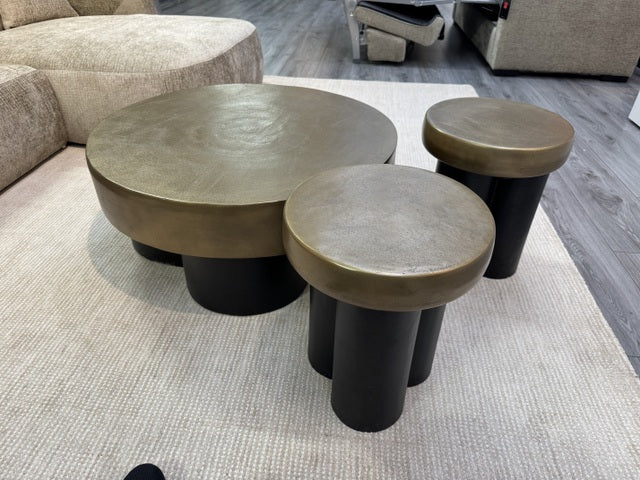 Beistelltisch Bronze-schwarz, Beistelltisch rund Metall Gold, Durchmesser 37 cm