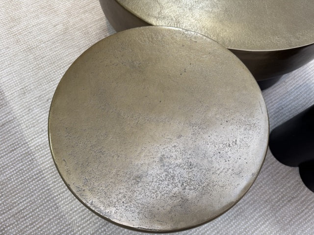Beistelltisch Bronze-schwarz, Beistelltisch rund Metall Gold, Durchmesser 37 cm