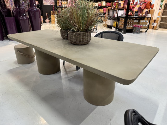 Gartentisch Beton taupe, Esstisch taupe Beton, Gartentisch Kunststoffbeton taupe, Länge 240 cm